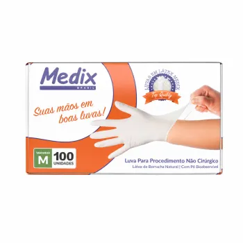 Imagem de LUVA PROCEDIM LATEX COM PO TAM M 100UN MEDIX
